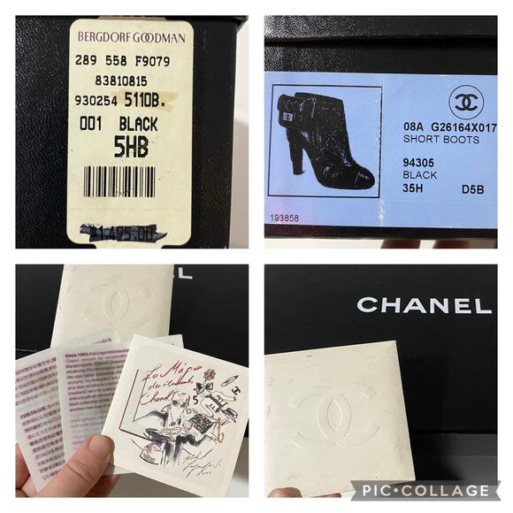 Chanel Black Mix Quilted Leather Ankle Boots Reissue Round Toe Chunky Heel 35.5 - Picture 7 of 9